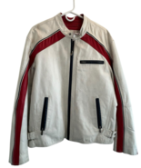 Vtg M. Julian Wilson Genuine Leather Cafe Racer Motorcycle Jacket XL Wht... - €162,01 EUR