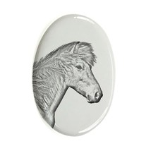 Icelandic horse- Gravestone oval ceramic tile with an image of a horse. - $9.99