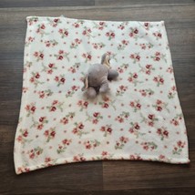 Modern Baby Elephant Lovey Security Blanket Pink White Flowers Floral Gray Large - £39.56 GBP