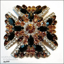 Signed Eisenberg Ice Maltese Cross Pin Topaz Black Clear (#J1199) - £179.85 GBP