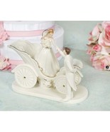 Porcelain Cinderella Bride Fairy Tale Coach Cake Topper Ivory Gold Wedding - £39.43 GBP