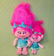 Trolls Poppy Plush Lot 18&quot; &amp; 12&quot; Doll Dreamworks Stuffed Animal Pink Hair Toy - £9.45 GBP
