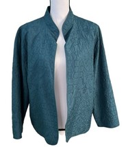 Alfred Dunner Women&#39;s Turquoise Blue Light Weight Embroidered Jacket Size 18P - £8.15 GBP