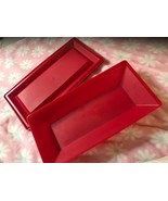 NOS TUPPERWARE GET TOGETHER RED DECO SERVING STORAGE DISH  13x7x3  + FRE... - $9.89