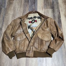 Vintage 90s Wear Me Out Leather Jacket Mens 42 Brown Lined Bomber - $77.39