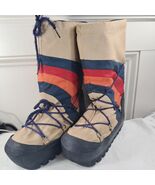 Moon snow Boots rainbow Striped Size men 7-8 women 9-10 tan brown Korea ... - $63.00
