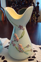 Hull Pottery light blue vase decorated with yellow birds signed ORIGINAL - £97.31 GBP