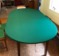 FELT poker table cover fits OVAL TABLE - 48 * 78&quot; - CORD DWST/ BL + BAG - £99.60 GBP