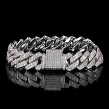 14mm Bling Iced Out Cuban Zirconia Cuban Miami Prong Link For Women Men Hip Hop  - £39.06 GBP