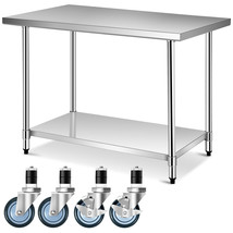 30" x 48" Stainless Steel Commercial Kitchen NSF Prep & Work Table w/ 4 Casters - £273.38 GBP