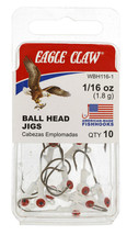 Eagle Claw Ball Head Fishing Jig Hooks, White, 1/16 oz, Pack of 10 - $5.95