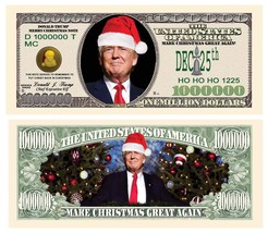 ✅ Donald Trump Santa Christmas 5 Pack Collectible Holiday Million Dollar Bills ✅ - £5.14 GBP