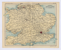 1912 Antique Map Of Central England Wales London / Verso Birmingham Newcastle - £16.87 GBP