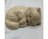 6&quot; Vintage Cute Adorable Sleeping Ceramic Kitten Cat With Felt On Bottom - £19.89 GBP