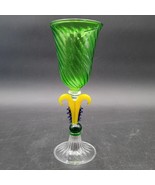 MCM Murano Venetian Art Glass Goblet Stem Green Swirl Hand Blown Italy I... - $20.25 CAD