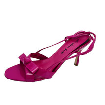 Alisha Hill Angelina Fuchsia 3&quot; High Heel Shoes Patent Bow Sandal Size 10.5 - £22.82 GBP