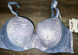 Jessica Simpson ~ Women&#39;s Full Figure Bra Underwire Padded Floral Blue (A) ~ 38D - £17.24 GBP