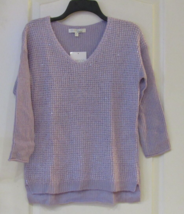 Company Ellen Tracy 3/4 Slv V-neck Sequined Sweater Lilac Women&#39;s Sz S NWT - $368.85 MXN