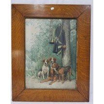 After Charles Olivier de Penne  Hand Colored Photogravure HOUNDS AT REST 1800s  - £434.24 GBP