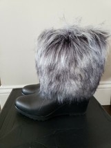 Sorel Park City Lux Short Wedge Waterproof Leather Boots Fur in Black $3... - $123.74