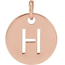 18k Rose Gold Plated 925 Silver Initial H Disc 0.39" Pendant for Men or ... - $82.00