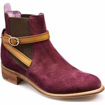 Handmade Men Jodhpurs Style Suede Leather Purple Ankle Boots Men Leather Boot  - £119.89 GBP