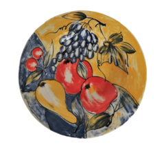 Pier 1 Italy Ceramic Yellow Blue Red Fruit Pear Apple Grapes Soup Bowl - £11.20 GBP