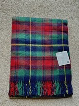 Oversized Plaid Scarf Super Soft Blue Green &amp; Red Faux Cashmere, Wrap up Warm - £12.52 GBP