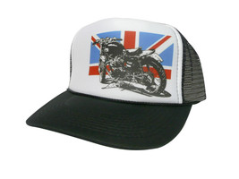 British Motorcycle Trucker Hat mesh hat snapback hat black New - £13.95 GBP