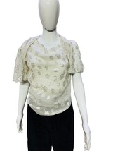 Isabel Marant Women&#39;s Cowl Neck Shimmer Embroidered Blouse Tunic Top Size S 34 - £84.18 GBP