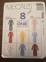 McCalls 7948 Misses Mens Unisex Robes &amp; Tie Belt Sewing Pattern Partiall... - $7.08