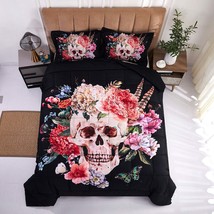 3D Reactive Print Skull Flower All Season Comforter Set Twin -S9 - £20.77 GBP