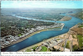 Aerial View Postcard Lewiston Idaho Clarkston Washington seaport - £6.96 GBP