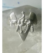 Cowboy ring horse w rider on V band Victory size 6.50 sterling silver wo... - €109,12 EUR