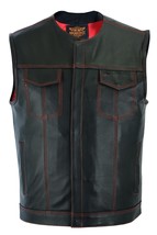 Mens SOA Vest Tripple Red Thread Club Vest Concealed Gun Pockets Red Lining - $75.23+