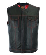 Mens SOA Vest Tripple Red Thread Club Vest Concealed Gun Pockets Red Lining - $102.84 CAD+