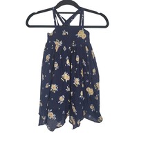 Issac Mizrahi Little Girls Dress 3T Blue Floral Pullover Knee Length Lined - $19.03