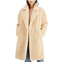 INC Womens M Toasted Twine Tan Fuzzy Long Buttoned Coat NWT AX80 - £77.42 GBP