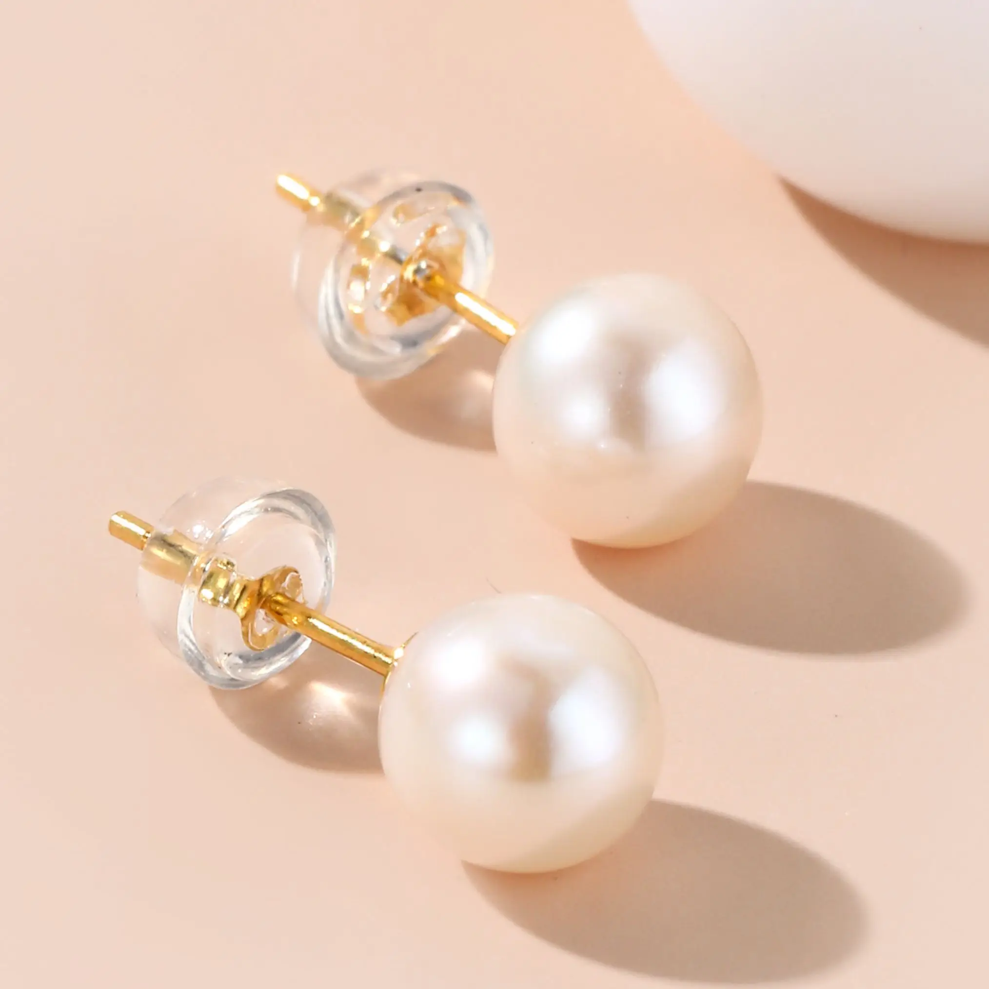 Natural Freshwater Pearl 6-7mm Near Round Stud Earring 925 Sterling Sliver - £12.48 GBP