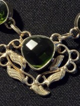 17&quot; Sterling Silver Plated Necklace Faceted &amp; Natural Stone Green Bezel Setting - $14.89