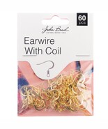 John Bead Earwire with Coil 60/Pkg-Gold 1401026 - €13,83 EUR