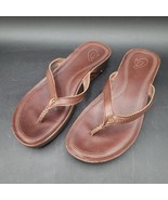 Olukai Women&#39;s Wana Brown Leather Flip Flops Sandals Size 9 - $54.02 CAD