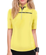 Jamie Sadock Womens Yellow Black Mandarin Colloe 1/4 Zip Stretch Golf To... - $270.03 MXN