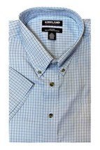 Kirkland Signature Mens Check Shirt,Green Blue Check,Large - £23.98 GBP