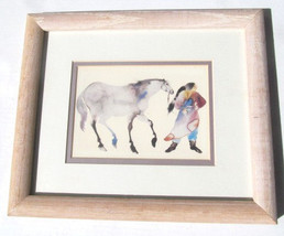 1990&#39;s Carol Grigg &quot;On Her Horse&quot; Framed Reproduction Native Indian Color Litho  - £59.06 GBP