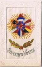 Military Postcard WW 1 Embossed Silk Embroidered Allies Flags - £7.85 GBP