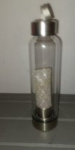 Crystal Glass Water Bottle, Water Bottle with Rose Quartz Center Crystal Bottle - £19.54 GBP