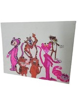 Hand Painted Art Artwork Painting Paint Famous Cartoon Cats Pink Tony Chester - £23.56 GBP