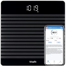 Black Vitafit Anti-Slip Smart Digital Body Weight Bathroom Scale With Ap... - $32.98