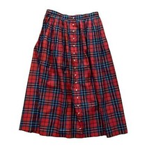 Charter Club Vintage Red Tartan Plaid Skirt Womens 10 Pleated Cotton - £22.65 GBP